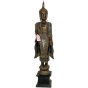 Frontansicht der Holzfigur "Buddha in Schwarz/Türkis/Gold"