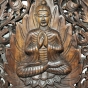 Nahaufnahme der Wanddekoration "Buddha auf Pappelfeigenblatt"