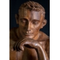 Holzskulptur "Der Denker" Unikat, handgeschnitzt, nach Auguste Rodin