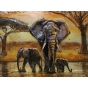 Metall - Wandbild "Elefantenmutter mit Babys"