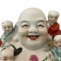 Porzellanskulptur "Happy Buddha mit 5 Kindern"