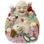 Porzellanskulptur "Happy Buddha mit 5 Kindern"