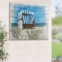 Wandbild aus Holz mit Strandkorb aus Metall und 3D Effekt 38529