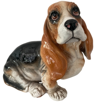 Porzellanskulptur "Hund - Basset Hound"