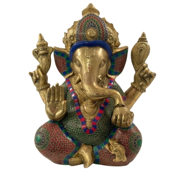 Sitzender Ganesha aus Messing - Einzelstück - 37cm