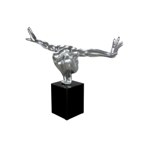 Skulptur "Kliffspringer in silber" groß