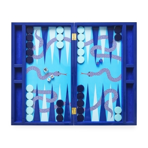Jonathan Adler Backgammon Set "Eden" in blau