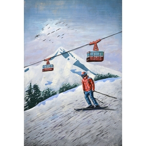 Metall - Wandbild "Skifahren in den Alpen"