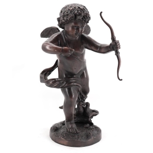 Frontansicht der Bronzefigur "Amor - Gott der Liebe"