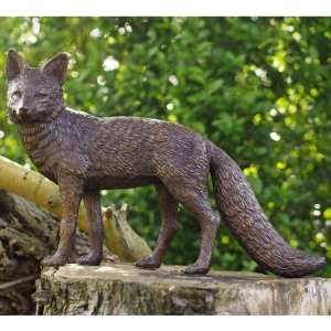 Bronzeskulptur "Nach links schauender Fuchs"