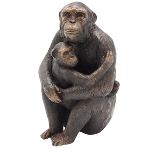 Bronzeskulptur "Affe mit Jungem"