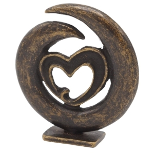 Bronzeskulptur "Geschwungenes Herz im Kreis" - modern