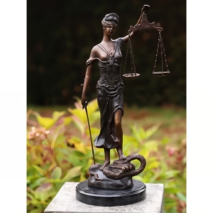 Bronzestatue "Justitia" Justizia auf Marmorsockel