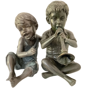 Bronzeskulpturen "Flötenspieler Peter und sein Bruder Oscar" als Set