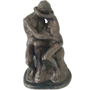 Bronzeskulptur "Der Kuss, grün patiniert" von Auguste Rodin