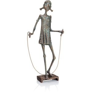 Frontansicht der Bronzefigur "Mädchen mit Springseil"