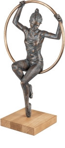 Bronzeskulptur Balletttaenzerin im Ring auf Holzsockel