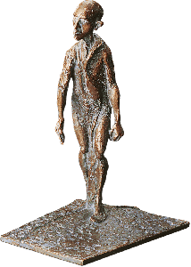 Bronzeskulptur Mann auf Platte von Strassacker