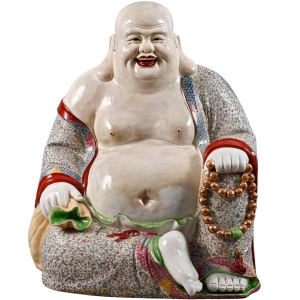 Porzellanskulptur "Happy Buddha, chinesischer Stil"