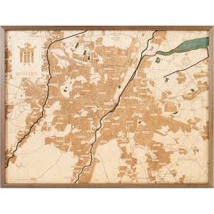 Cutting Brothers 3D-Holz-Wandkarte "München" - Größe L