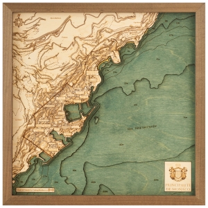 Cutting Brothers 3D-Holz-Wandkarte "Monaco" - Größe L