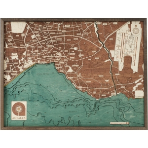 Cutting Brothers 3D-Holz-Wandkarte "Antalya" - Größe L