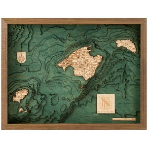 Cutting Brothers 3D-Holz-Wandkarte "Balearen" - Größe L