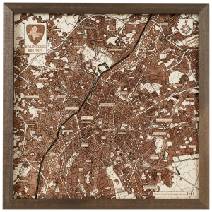 Cutting Brothers 3D-Holz-Wandkarte "Brüssel" - Größe L