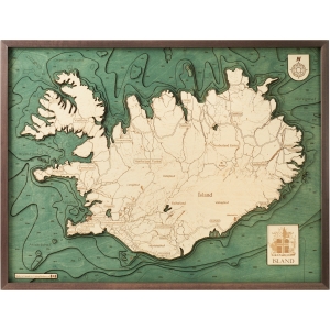 Cutting Brothers 3D-Holz-Wandkarte "Island"