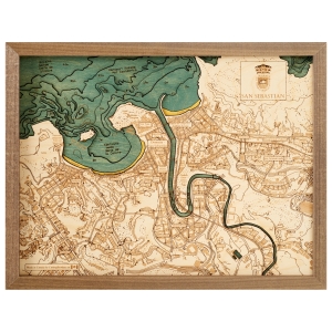 Cutting Brothers 3D-Holz-Wandkarte "San Sebastian" - Größe L