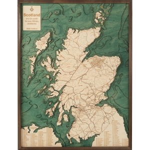 Cutting Brothers 3D-Holz-Wandkarte "Schottland mit Whisky-Destillerien"