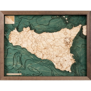 Cutting Brothers 3D-Holz-Wandkarte "Sizilien" - Größe L