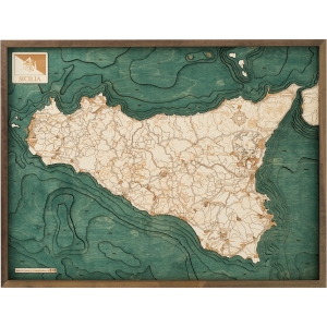 Cutting Brothers 3D-Holz-Wandkarte "Sizilien" - Größe L