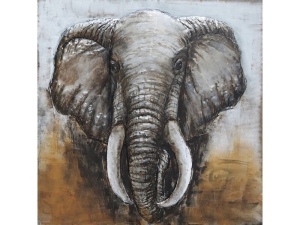 Elefant von vorne als Metall Wandbild