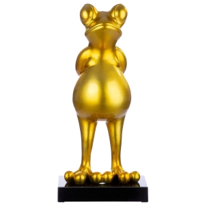 Skulptur "Frosch" auf Marmorsockel, gold