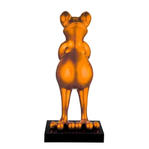 Skulptur "Frosch" auf Marmorsockel, orange