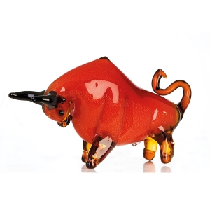 Skulptur "Roter Stier" aus Glas