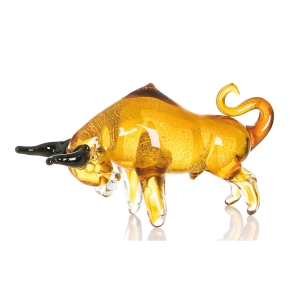 Skulptur "Bernsteinfarbener Stier" aus Glas
