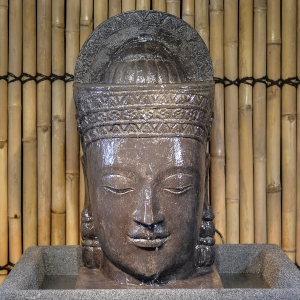Khmer - Kopf mit Sockel als Wasserspiel - Komplettset, 85cm