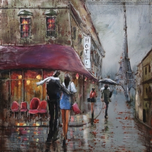 Metall - Wandbild "Regen in Paris"