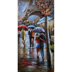 Metall - Wandbild "Regen vor dem Eiffelturm"