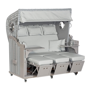 Sonnenpartner Gartenstrandkorb "Classic Bullaugen" 3-Sitzer, Venezi, Halbliegemodell