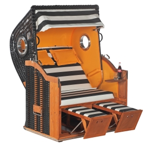 Sonnenpartner Gartenstrandkorb "Classic Bullaugen" 2-Sitzer, Stoff-Nr.83, Halbliegemodell