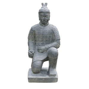 Steinskulptur "Chinesischer Krieger, kniend", 100cm