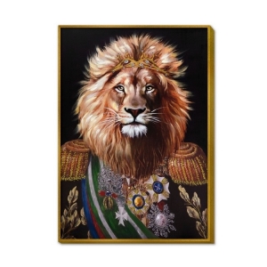 Wandbild "Löwe als König" auf Leinwand mit Rahmen