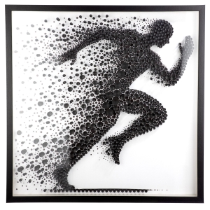 Wandbild "Sprint" – Schwarz & Weiß – 80×80cm – 3D