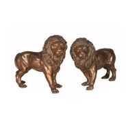 Bronzeskulptur "Löwen stehend 2er Set"