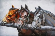 Metall - Wandbild "Drei Pferde Freunde" 