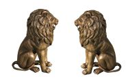 Bronzeskulptur Zwei sitzende Löwen - Portallöwen