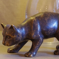 Bronzeskulptur Katze stehend 